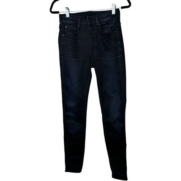 G-Star Raw Dark Wash Waxy Slander Denim Size 27x32 Classic Moto Textured - Picture 1 of 15
